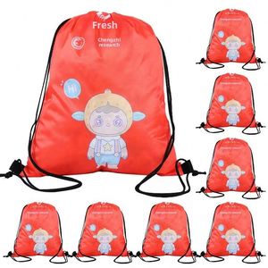 Ready-made Polyester <b>Drawstring</b> <b>Backpacks</b> with Printed Logo for Marathon Sports Promotional Use and Heat Transfer Printing - Product Image 4