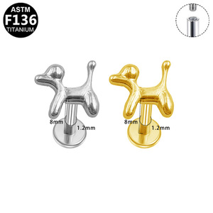 Boucles d'oreilles clous en titane F136, forme animal, polies, pour piercing d'oreille, certifiées ASTM - Product Image 5