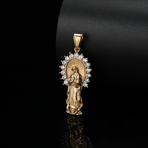 <span class=keywords><strong>Virgen</strong></span> <span class=keywords><strong>de</strong></span> <span class=keywords><strong>guadalupe</strong></span> mujer religiosa colgante católica 14k chapado en oro <span class=keywords><strong>de</strong></span> la joyería - Product Image 2
