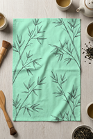 Serviettes de cuisine 100% coton, imprimé bambou Japandi, style minimaliste zen, 40x60cm