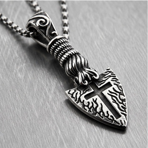 Yunnique – collier avec pendentif croix en acier inoxydable, unisexe, design géométrique punk, pendentif unique sans chaîne - Product Image 2