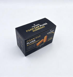 Scatola di <span class=keywords><strong>Carta</strong></span> Personalizzata Nera Opaca con Stampa Dorata per Tappi per Orecchie in Schiuma, Confezione in Cartone con Coperchio Ribaltabile e Grafica del Prodotto - Product Image 3