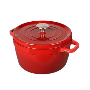 High-quality enamel Dutch Oven Pot with Stainless Steel Knob and Loop Handles Support induction gas oven heat