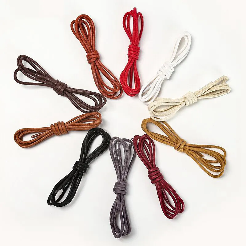 Multi Color Round Waxed Shoe Laces Cotton Shoelace Waterproof Thin Dress Shoe Strings 80 CM