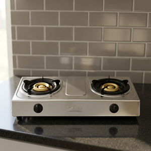 Table de cuisson à gaz 2 brûleurs en acier inoxydable, cuisinière à gaz double pour usage domestique, hôtelier et extérieur, brûleur en fer durable - Product Image 4
