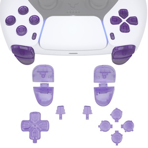 ปุ่ม D-pad สีม่วงใส R1 L1 R2 L2 ทริกเกอร์ ปุ่มแชร์ ปุ่มตัวเลือก ปุ่มหน้าจอ ชุดปุ่มเปลี่ยนทดแทนครบชุดสำหรับคอนโทรลเลอร์ PS5 รุ่น BDM-030/040/050 - Product Image 1