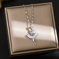 Collier pendentif danseuse de ballet élégant haut de gamme en acier titane pour femme, chaîne de clavicule, best-seller transfrontalier