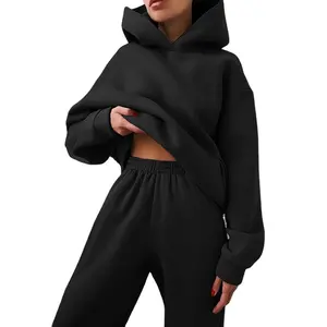 2024 Bán Buôn Giản Dị 100% Cotton Lông Cừu Hoodies Motern Phụ Nữ Phụ Nữ Fashional Phong Cách Crew Cổ Dây Kéo