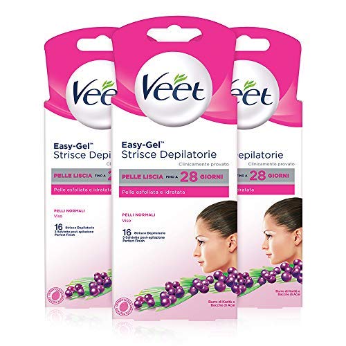 Восковые полоски для лица Veet с нормальной кожей 48 штук в 3 упаковках по 16 штук