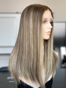 SHY Venta caliente HD encaje judío Kosher peluca Color rubio ceniza brasileño virgen Remy cabello humano sedoso recto para mujeres blancas - Product Image 2