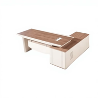 Meubles de bureau exécutifs en forme de L SYA01-26, noyer foncé, gris anthracite, bureau de direction, armoire de rangement intégrée