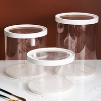 Groothandel 4/6/8/10/12 inch ronde transparante plastic taartdoos met handvat en inlay voor cupcakes, mini-taarten en gebak, cadeaudoosjes