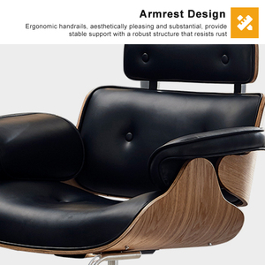 Fauteuil de Barbier Hydraulique à Cadre Marron et Revêtement en Similicuir Noir, Prix de Gros Usine, pour Coiffure - Product Image 5