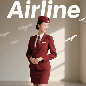 NUEVO Uniforme de Aerolínea Personalizado con Logotipo a Color para Mujeres Azafatas, Anfitrionas, Tripulación de Cabina, Asistentes de Vuelo, Uniformes de Traje para Mujeres de Aerolíneas - Product Image 1