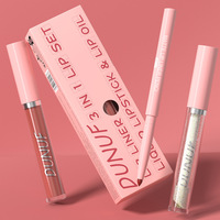 Kit de maquillage pour les lèvres 3 en 1 : crayon à lèvres, rouge à lèvres, gloss, crayon à lèvres lisse et waterproof, huile à lèvres hydratante et scintillante