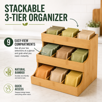 Étagère à épices en bambou naturel à 3 niveaux OEM/ODM, 9 compartiments, organisateur de cuisine en bois pour comptoir