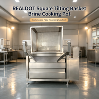 Cuiseur à bain-marie inclinable carré REALDOT, cuve de cuisson commerciale à décharge facile pour usine alimentaire et cuisine centralisée