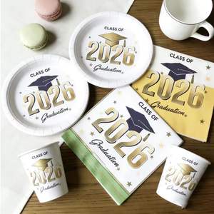 Juego de Platos Desechables de Papel Lanweier 2026 para la Temporada de Graduación, para Fiestas de Graduación, Campamentos y Festivales, Juego Completo de Diez Piezas - Product Image 3