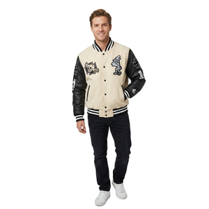 Wholesale Custom College Baseball Winter Varsity Jacket Unisex Chenille Patch Stand Collar Front <b>Logo</b> Casual Breathable - Product Image 1