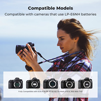 بطارية كاميرا كانون K&F Concept متوافقة مع EOS 90D و80D و70D، سعة عالية 2600 مللي أمبير في الساعة، شحن سريع من النوع C، عبوة من قطعتين LP-E6NH