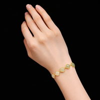 Ensemble de bijoux bracelet trèfle à quatre feuilles, bracelet en jade vert sculpté, plaqué argent pour femmes, porte-bonheur, bijoux Feng Shui