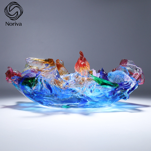 Trung quốc pha lê thủy tinh Fortune bát sen cá điêu khắc thủ công thịnh vượng trang trí nội thất may mắn quyến rũ cho nhà văn phòng - Product Image 3