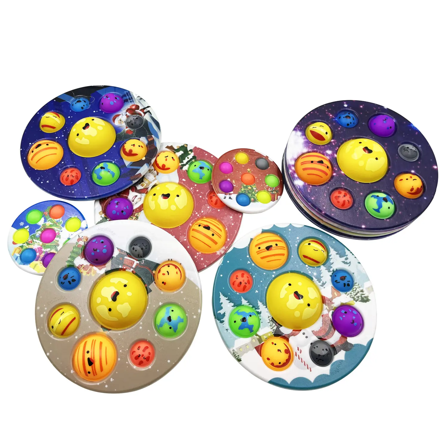 2023 Novedades Christmas Planet Earth Ocean continenti Puzzle Bubble It Game Board Desk Toys Sensory Fidget Toy