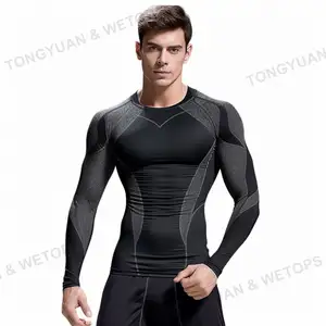 Spot-ropa interior de manga larga para hombre, ropa deportiva ajustada para entrenamiento profesional, correr, sudor y secado rápido