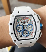 Montre à quartz avec logo personnalisé, montre squelette tonneau pour homme, cadran lumineux, bracelet en silicone étanche, Orologio Per Uomo, Montre Sport