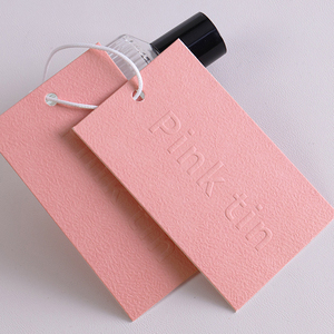 800gsm thân thiện với MÔI MILANO giấy treo <span class=keywords><strong>tag</strong></span> biểu tượng tùy chỉnh dập nổi/Debossed kết cấu màu hồng Cảm ơn bạn Thẻ Nhãn cho giày túi - Product Image 3