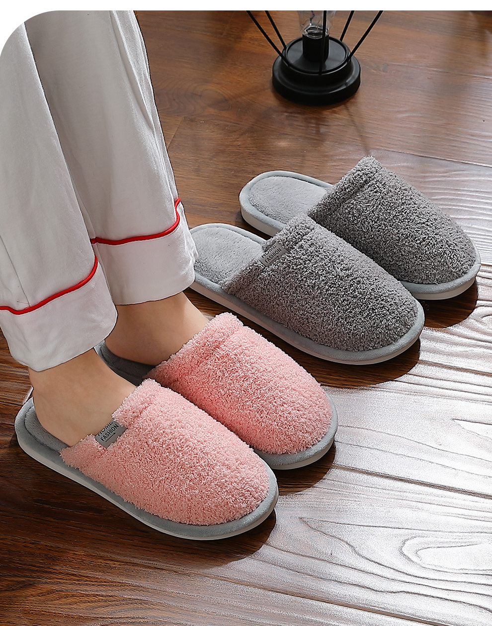 Unisex Non-slip Cotton Shoes Men Home Bedroom Plush Slippers for Women Wholesale