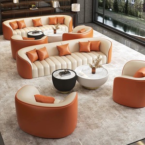 Sofá Modular de Cuero Personalizable con Asientos Profundos, Juego de Sofás para Sala de Estar en Varios Colores 1+<span class=keywords><strong>2</strong></span>+<span class=keywords><strong>3</strong></span>+4 para Apartamento, Hotel, Villa - Product Image 3