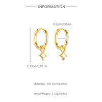 Boucles d'oreilles pendantes en argent sterling S925 plaqué or 18 carats avec pendentif étoile à quatre branches, bijoux raffinés en argent, cadeau