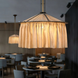Retro Style Fabric Chandelier E27 Six-Head Round Pendant <b>Light</b> For <b>Dining</b> Room Home Decor - Product Image 4