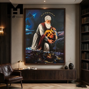 Wohndekor <span class=keywords><strong>Sikh</strong></span> Guru Heiliges Wasser Szene Leinwand Wandkunst Poster Gemälde Kunstwerk Leinwanddruck Religiöses <span class=keywords><strong>Sikh</strong></span>-Gemälde mit Rahmen - Product Image 2