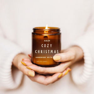 AIKUN Premium Smokeless Cotton Wick Custom Label Custom Box Custom Class Cup Fragrance <b>Candle</b> for Bathroom Spa Shower - Product Image 1