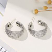 Boucles d'oreilles classiques tendance pour femme, en alliage plaqué or, à motifs géométriques multicouches, ouvertes, en forme de demi-cercle