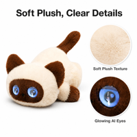 Jouet robot interactif en peluche pour chat avec IA, yeux LED vocaux, super doux, rembourré en coton PP, pour anniversaire et anti-stress