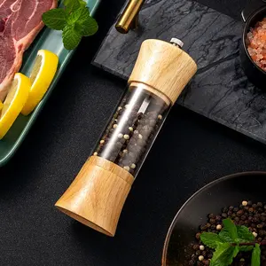 Ensemble Premium de 4 moulins à épices en bois de 6 pouces, moulin à sel en bois pour sel et poivre, avec plateau et cuillère - Product Image 6