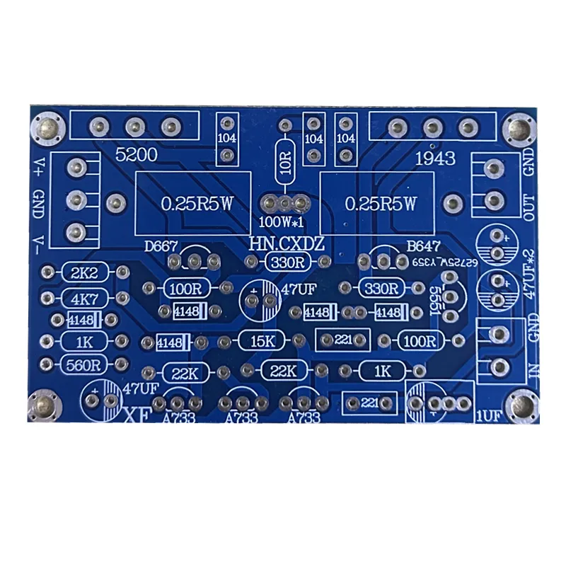 블루 2SC5200 + 2SA1943 모노 100W 빈 전력 증폭기 DIY PCB 보드 8cm * 5cm