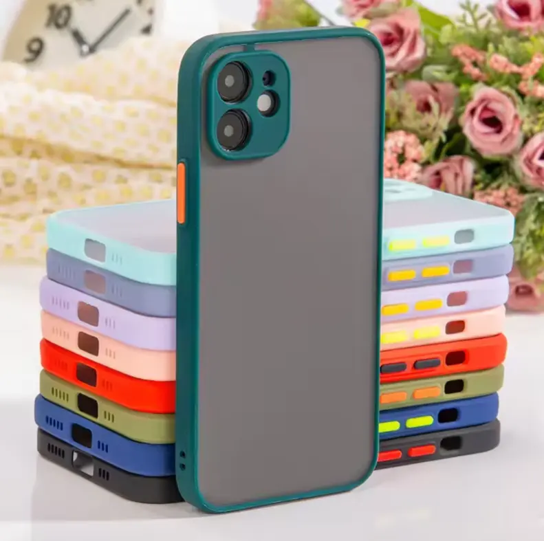 Translucent Fashion Matte Shockproof Bumper Phone Case for iPhone 15 14 13 12 11 X 8 7 Pro Max Smooth Feel PC Material XS Max