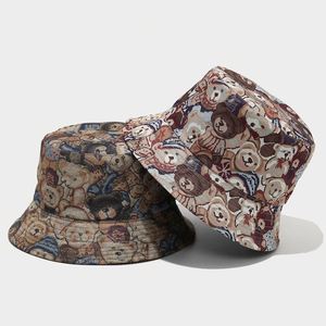Outdoor Sunshade Fashion Caps Double Sides Reversible Pattern <b>Cute</b> Printing Fisherman Hats Cartoon <b>Bear</b> Bucket Hat - Product Image 6