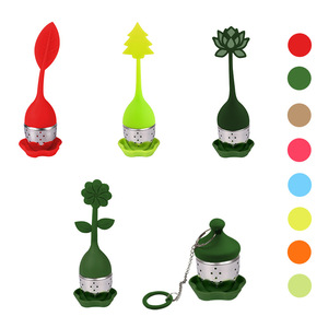 Vente directe d'usine de boules à thé créatives en silicone en forme de feuille en acier inoxydable 304, passoire à thé domestique, filtre à thé et infuseur à thé. - Product Image 2