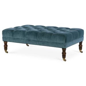 Elegante Taburete Otomano de Cuero con Cojines Suaves, Construcción Duradera y Uso Versátil, Ideal como Reposapiés y Asiento Adicional - Product Image 1