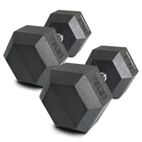 Dumbbell Karet Heksagonal 75 Pound Gagang Besi Cor Logo Kustom Latihan di Rumah