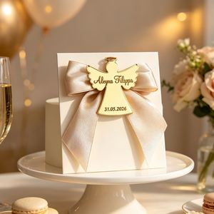 Etiquetas Acrílicas con Diseño de Ángel, Grabado Láser, Nombre Personalizado, Recuerdo de Bautizo, Graduación, Aniversario - Product Image 3