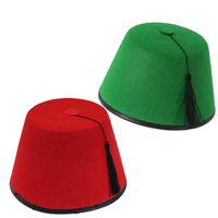 Sombrero Turco Rojo con Gorro Fez Verde y Borla Dorada, Disfraz para Fiesta de Halloween, Estilo Marroquí