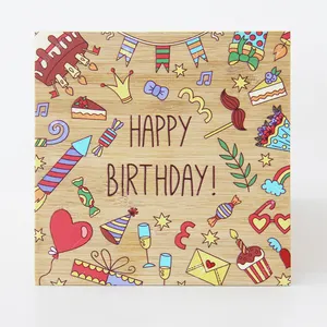 lovely wooden bamboo Birthday Cards