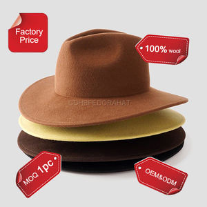 Cinta personalizada al por mayor mujeres OEM Vintage corona superior sombrero Fedora de lana para las señoras adultas logotipo personalizado pesca - Product Image 2