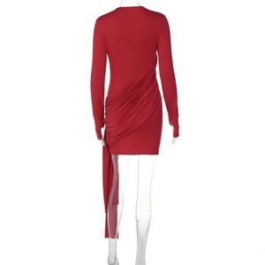 Abito da <span class=keywords><strong>Donna</strong></span> a Maniche Lunghe in Due Colori, Vestito Casual Aderente Mini, Taglie S-L - Product Image 3